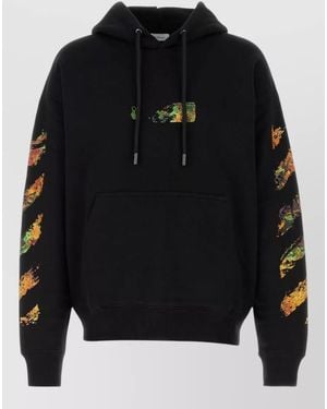 Off-White c/o Virgil Abloh Cotton Hooded Sweatshirt Graphic Front - Black