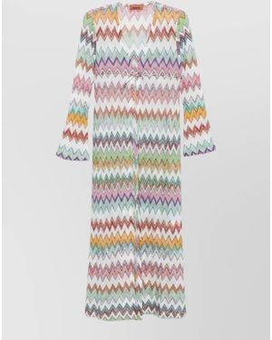Missoni Long Sleeve Chevron Dress Cover Up Tie - White