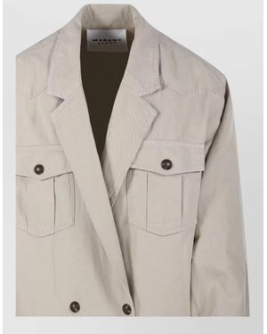 Isabel Marant Cotton Linen Single Breasted Coat - Natural