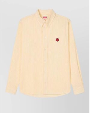 KENZO Cotton Seersucker Casual Shirt - Natural