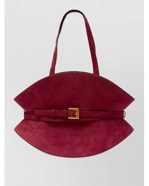 Balmain Shuffle Medium Leather Shoulder Tote Bag - Red
