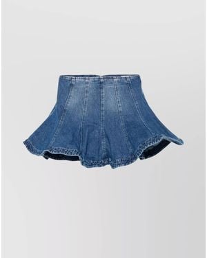MSGM Denim Panelled A-Line Skirt - Blue