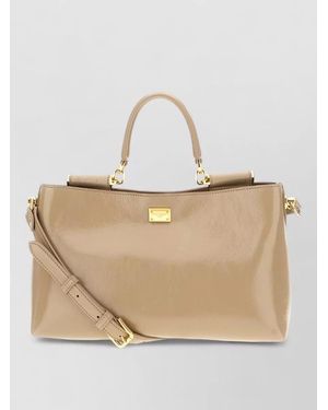 Dolce & Gabbana Vittoria Leather Shoulder Bag Hardware - Natural