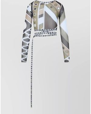 PUCCI Signature Tulle Top Geometric Print Straps - Grey