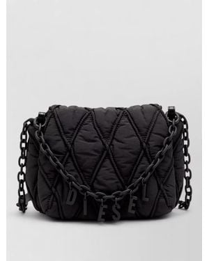 DIESEL Quilted Shoulder Bag Detachable Chains - Black