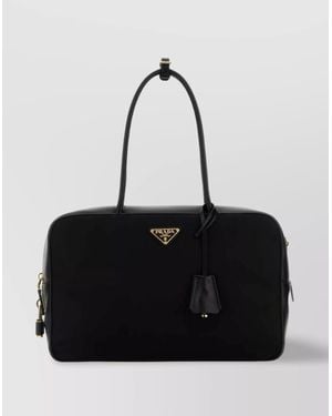 Prada Leather And Nylon Handbag - Black