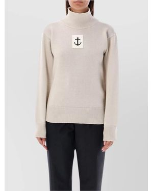 Jil Sander Ribbed Wool Mock Turtleneck Jumper - Natural