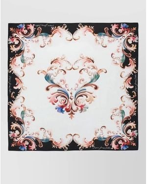 Versace Jeans Couture Silk Square Scarf Baroque Pattern Lightweight - Multicolour