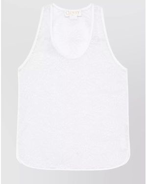 Genny Floral Pattern Silk Tank Top - White