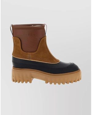 Hogan Chunky Sole Ankle Boots With Pull Tab - Brown