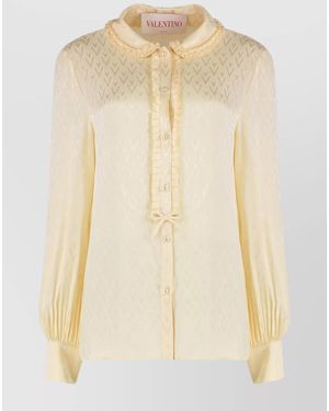 Valentino Garavani Silk Ruffled Blouse - Natural