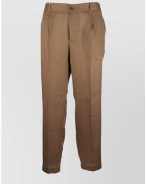 Tintoria Mattei 954 Tailored Trousers Belt Loops Back Pockets - Natural