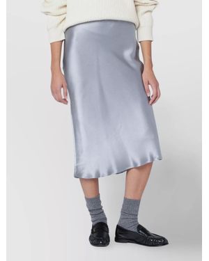 Anine Bing Silk High-Waisted Midi Skirt - Blue