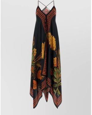 Blumarine Twill Dress V Neck Strappy Back - Multicolor