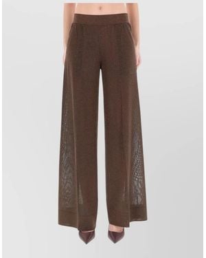 Circus Hotel High Waist Sheer Panel Shimmering Trousers - Brown
