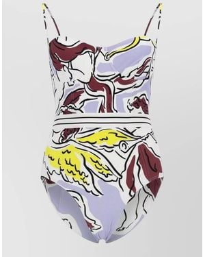 Tory Burch Sweetheart Neck One Piece Artistic Print - Grey