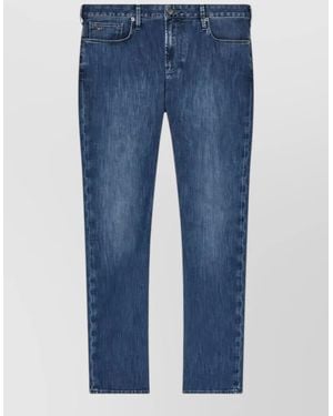 Emporio Armani Cotton Denim Jeans Faded Effect Stitching - Blue
