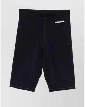 Jil Sander Logo Elastic Waistband Stretch Cyclists Shorts - Blue