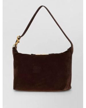 Miu Miu Na Suede Leather Clutch Bag - Brown