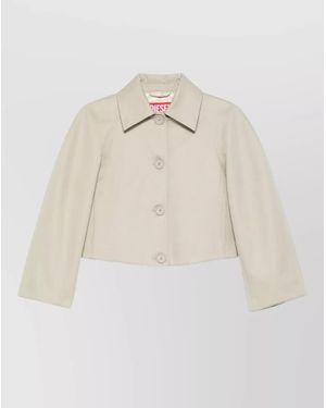 DIESEL Cropped Collared Blazer Raglan Sleeves Blend - Natural