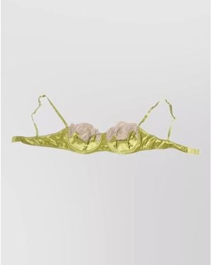 Dolce & Gabbana Silk Satin Lace Padded Balconette Bra - Metallic
