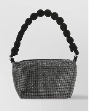 Kara Crystal Mesh Clutch Bag - Black