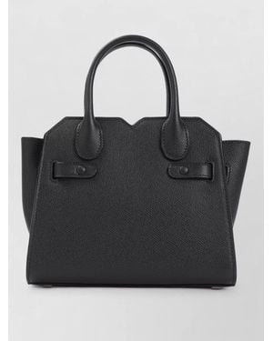 Valextra Milano Micro Tote Bag Textured Hardware - Black