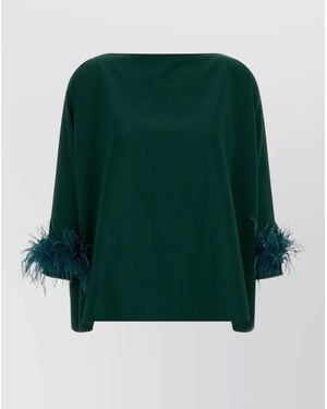 Gianluca Capannolo Laura Blouse Backless Boat Neck Feathers - Green
