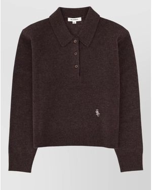 Sporty & Rich Cashmere Polo Jumper - Brown