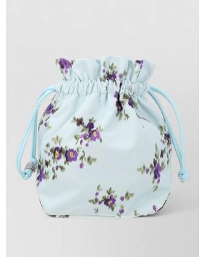 Ganni Bucket Bag Logo Detail Floral Print - Blue