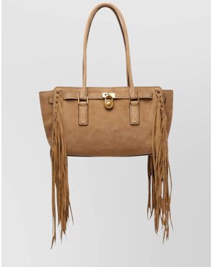 MICHAEL Michael Kors Small Hamilton Suede Shoulder Bag - White