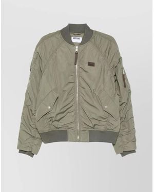 Moschino Blazer Ribbed Sleeve Zip Pockets - Green