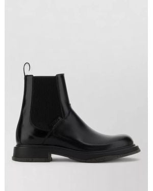 Gucci Leather Ankle Boots Block Heel Pull Tab - Black