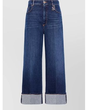 Sportmax Denim Relaxed-Fit Cropped Pants - Blue