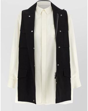 Sacai Hybrid Asymmetric Paneled Shirt Jacket - Black