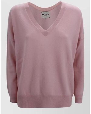 Kujten Lolita V Neck Organic Cashmere Sweater - Pink