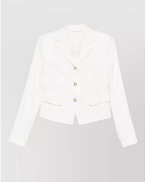 BOSS Single Breasted Blazer Long Sleeves Lapels - White