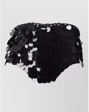 P.A.R.O.S.H. Elastic Waistband Shorts Featuring Sequin Embellishments - Black