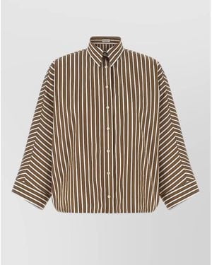 Brunello Cucinelli Monile Stripe Shirt Long Sleeve Collar - Brown