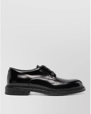 Emporio Armani Leather Panelled Derby Shoes - Black