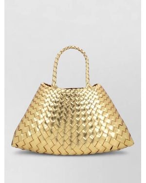 Dragon Diffusion Woven Tote Bag Featuring Structured Top Handles - Metallic
