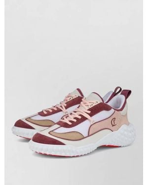 Christian Louboutin Mara Flat Trainers Rear Pull Tab Contrast Panels - Pink
