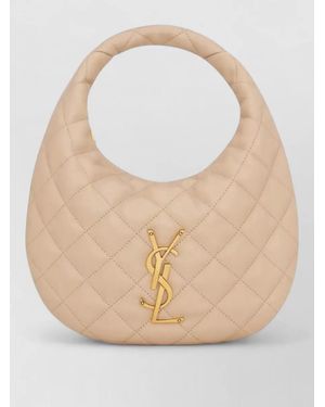 Saint Laurent Icarino Quilted Logo Leather Tote Bag - White