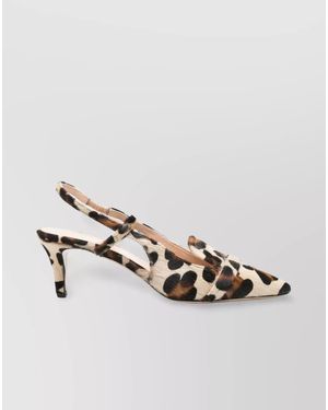 P.A.R.O.S.H. Leather Leopard-Print Slingback Court Shoes - Metallic
