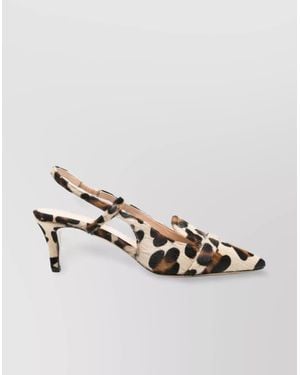 P.A.R.O.S.H. Leather Leopard-Print Slingback Court Shoes - Metallic