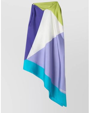 Lanvin Asymmetric Colour Block Silk Nylon Top - Blue