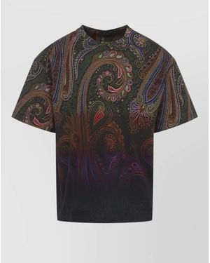 Etro Soho Crew Neck Paisley Short Sleeve T Shirt - Black