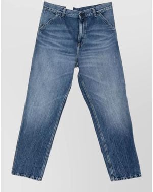 Carhartt Denim Cotton Jeans Straight Leg Five Pockets - Blue