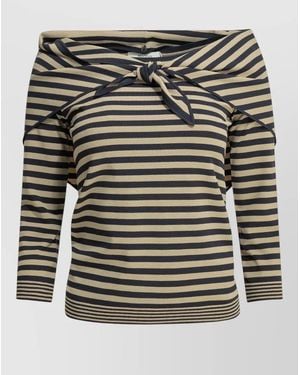 Max Mara Off Shoulder Sweater Scarf Style Stripes - Gray