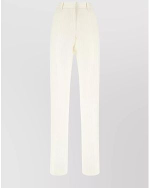 Tom Ford Embroidered Wool Straight Trousers - White